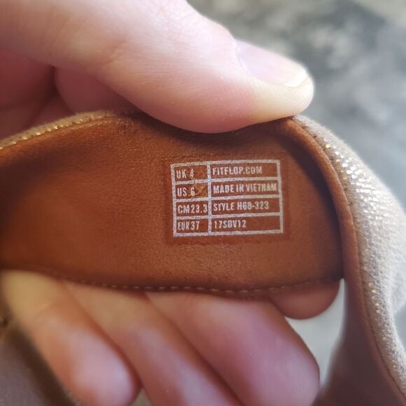 Fitflop Shimmy Rose Gold Suede Leather Shimmering 2 Strap Slide Sandals 6 - Picture 8 of 8